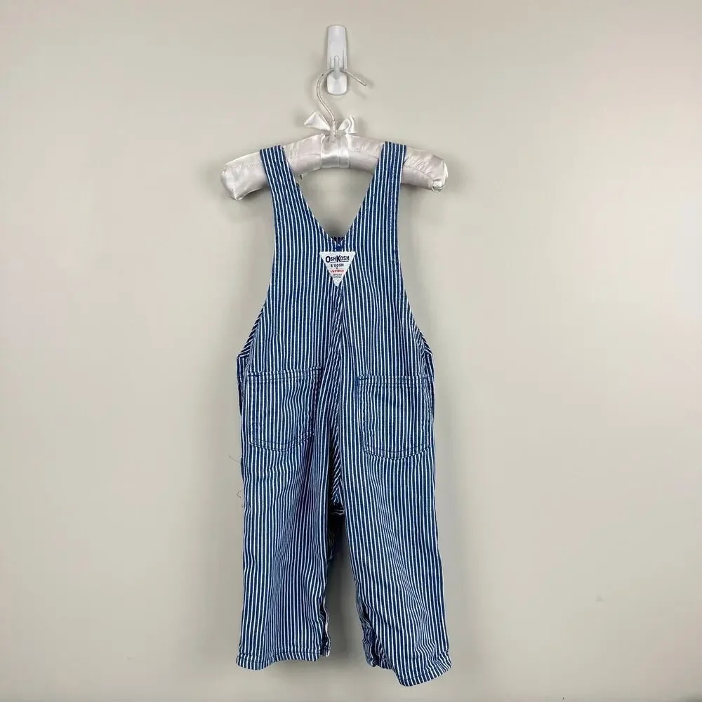 Vintage OshKosh B'gosh Blue Striped Overalls 18 Months